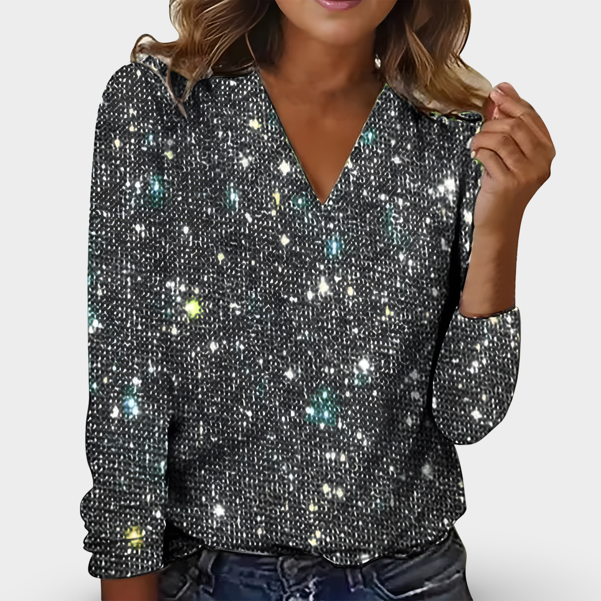 Azura | V-Neck Diamond Blouse