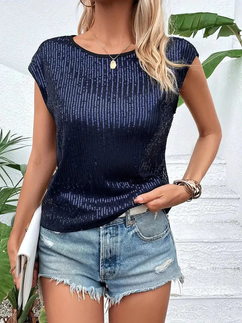 Marisa Sequin Top | Dames mouwloze glinsterende blouse