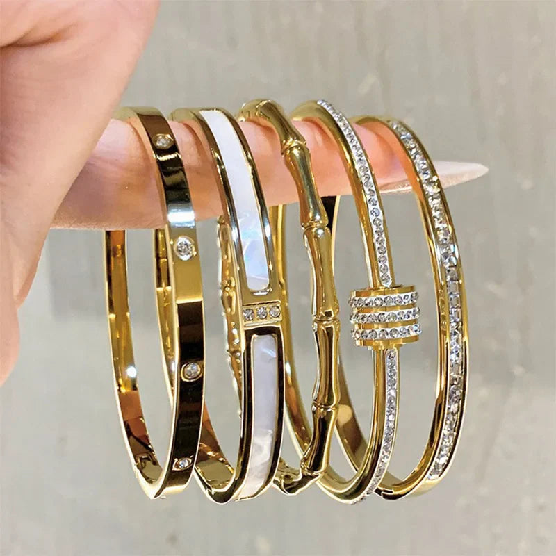 Venusia | Titanium Gold Color Bangles for Women