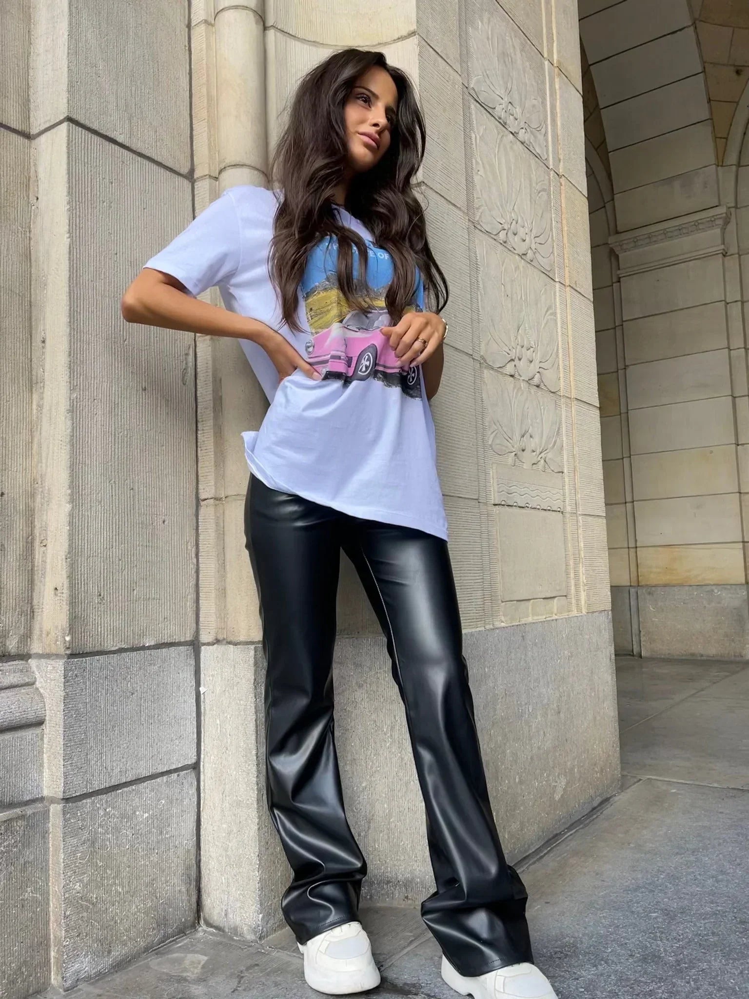 Belladora l Lederen Hoge Taille Skinny Broek